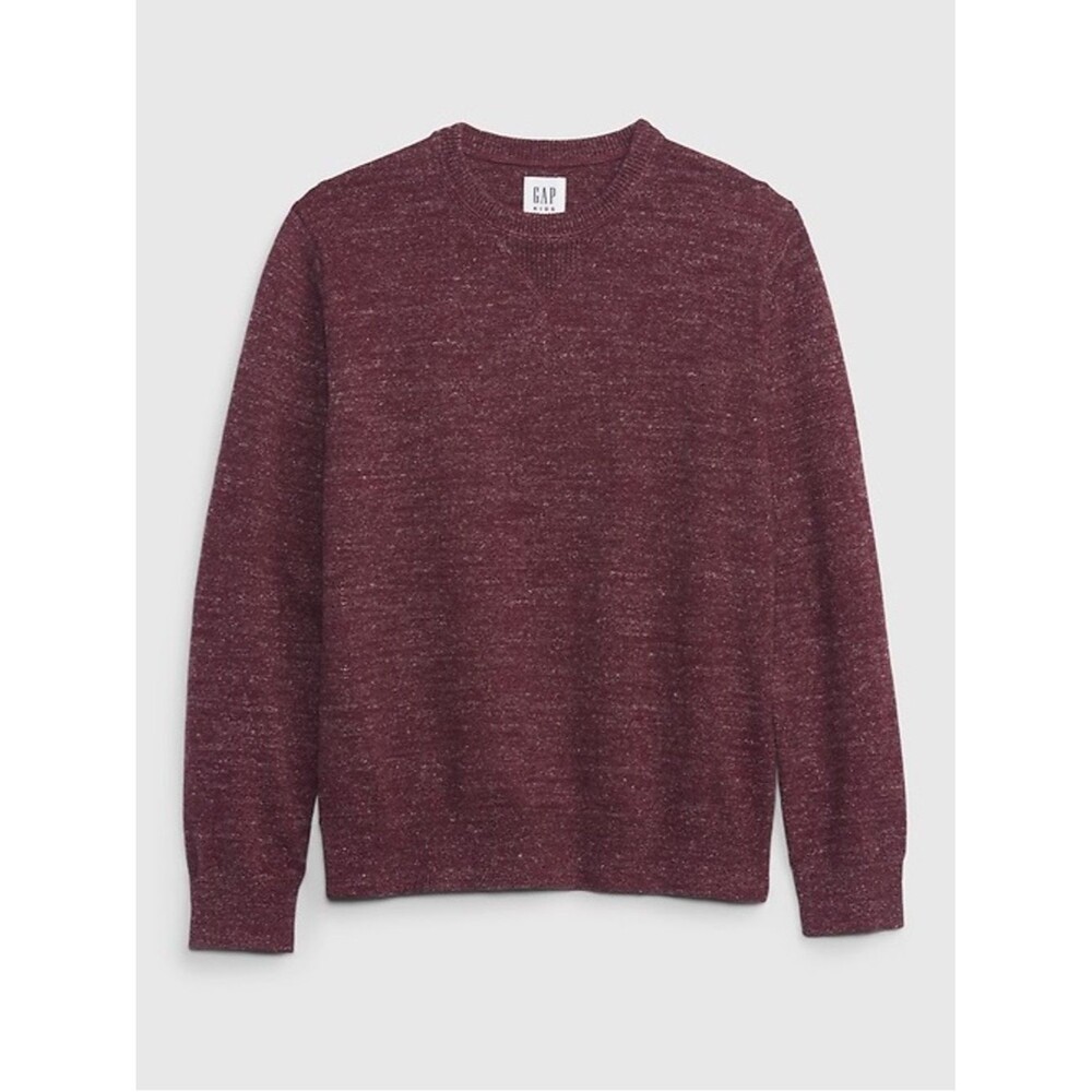 Gap Kids Boys Solid Maroon Heathered Knit Crewneck Long Sleeve Sweater. Large.